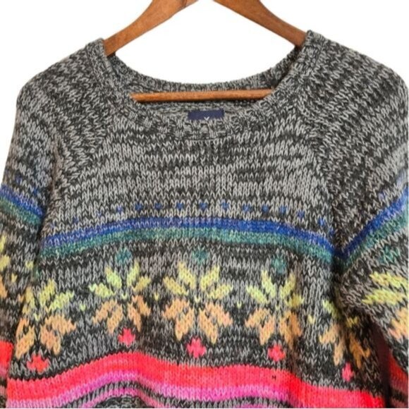 American Eagle Jegging Wool Mohair Sweater Fair‎ Isle Winter Multicolor Medium - Picture 3 of 15